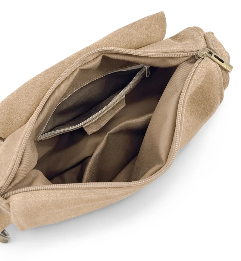 Sac bandoulière en daim LITTLE CITIZEN SUEDE Beige crème