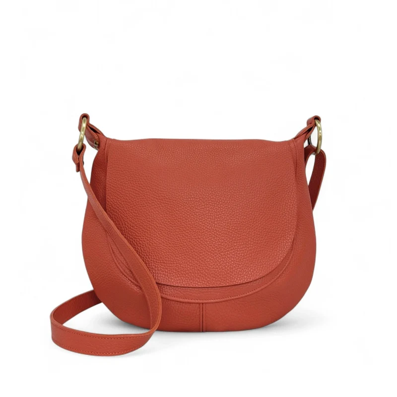 Sac bandoulière en cuir grainé LITTLE CITIZEN Terracotta