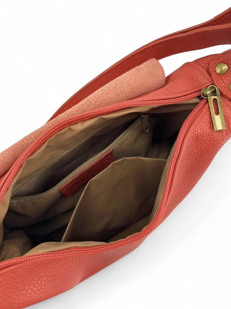Sac bandoulière en cuir grainé LITTLE CITIZEN Terracotta