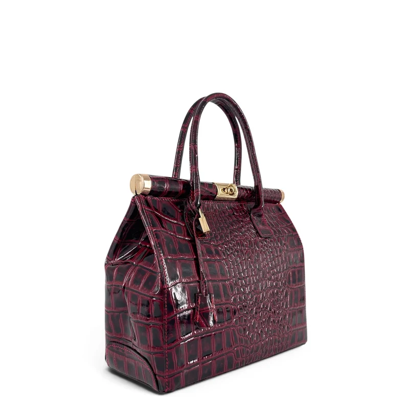 Sac bowling en cuir à motif crocodile TROCADERO CROCO Rouge bordeaux