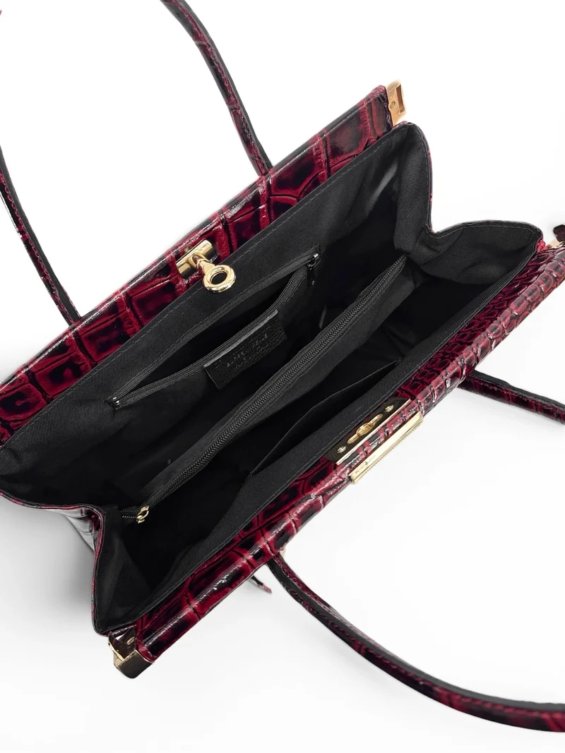 Sac bowling en cuir à motif crocodile TROCADERO CROCO Rouge bordeaux