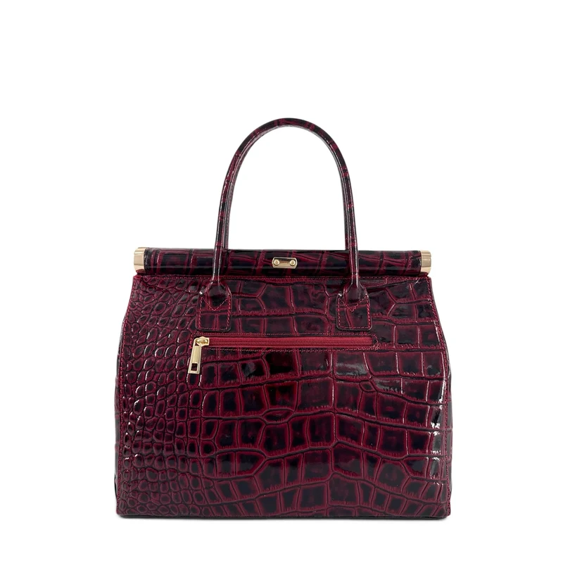 Sac bowling en cuir à motif crocodile TROCADERO CROCO Rouge bordeaux