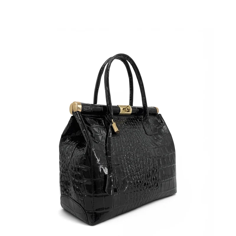 Sac bowling en cuir à motif crocodile TROCADERO CROCO Noir
