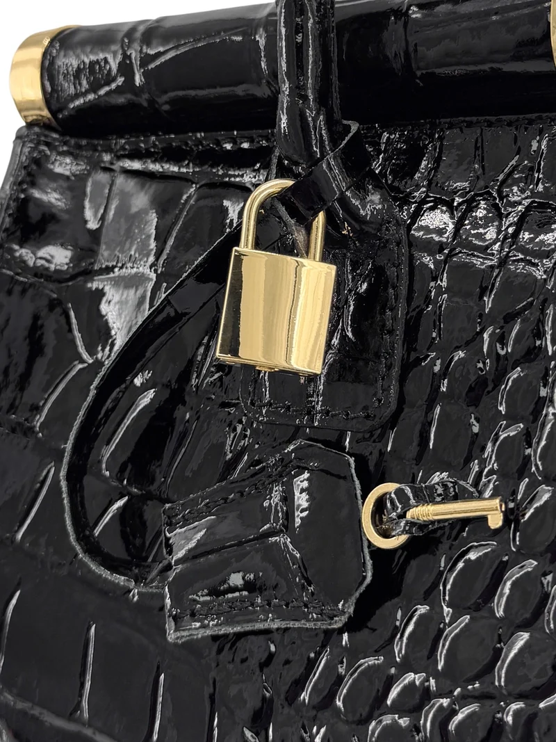 Sac bowling en cuir à motif crocodile TROCADERO CROCO Noir