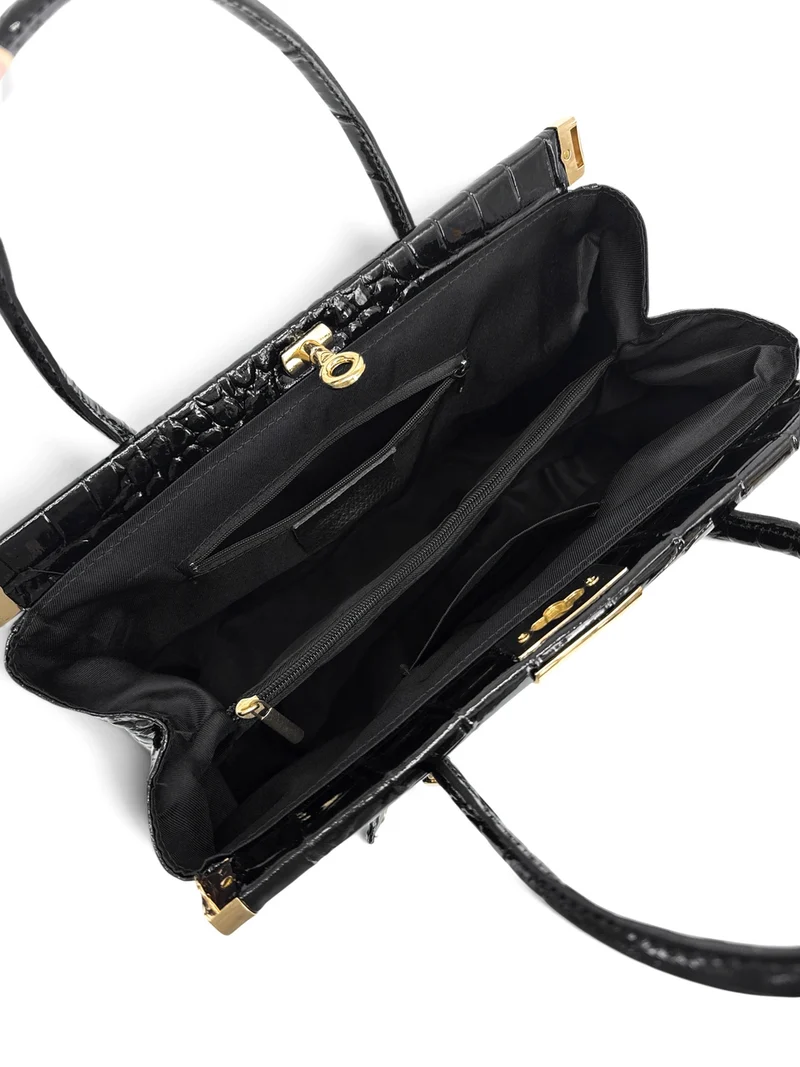 Sac bowling en cuir à motif crocodile TROCADERO CROCO Noir