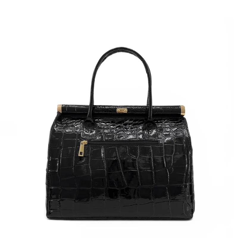 Sac bowling en cuir à motif crocodile TROCADERO CROCO Noir