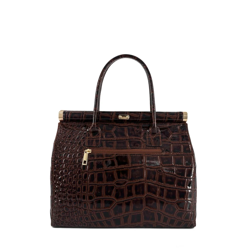 Sac bowling en cuir à motif crocodile TROCADERO CROCO Marron chocolat