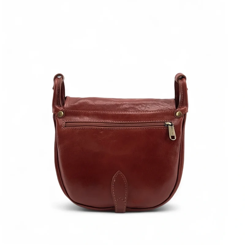 Sac bandoulière en cuir lisse LITTLE VERLAINE Châtaigne