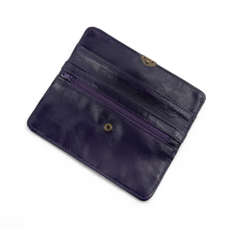 Pochette porte-monnaie en cuir lisse IMPRO Violet aubergine