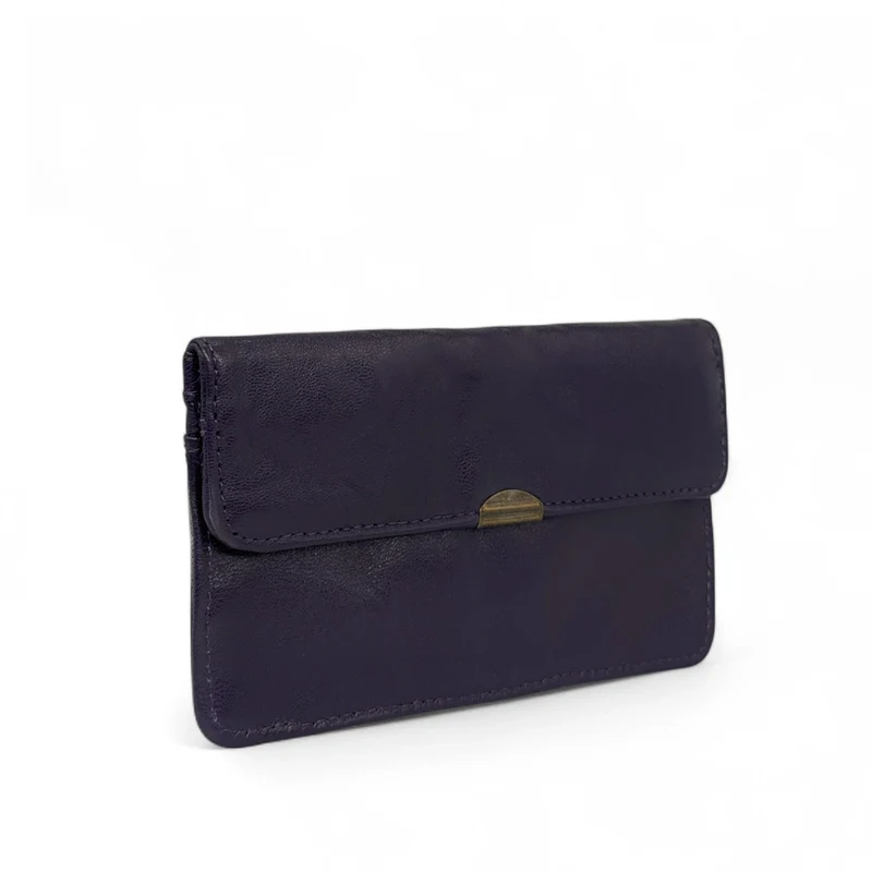 Pochette porte-monnaie en cuir lisse IMPRO Violet aubergine