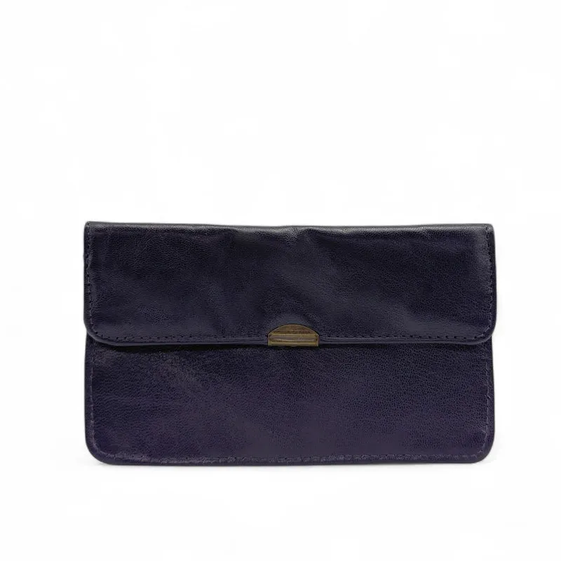 Pochette porte-monnaie en cuir lisse IMPRO Violet aubergine