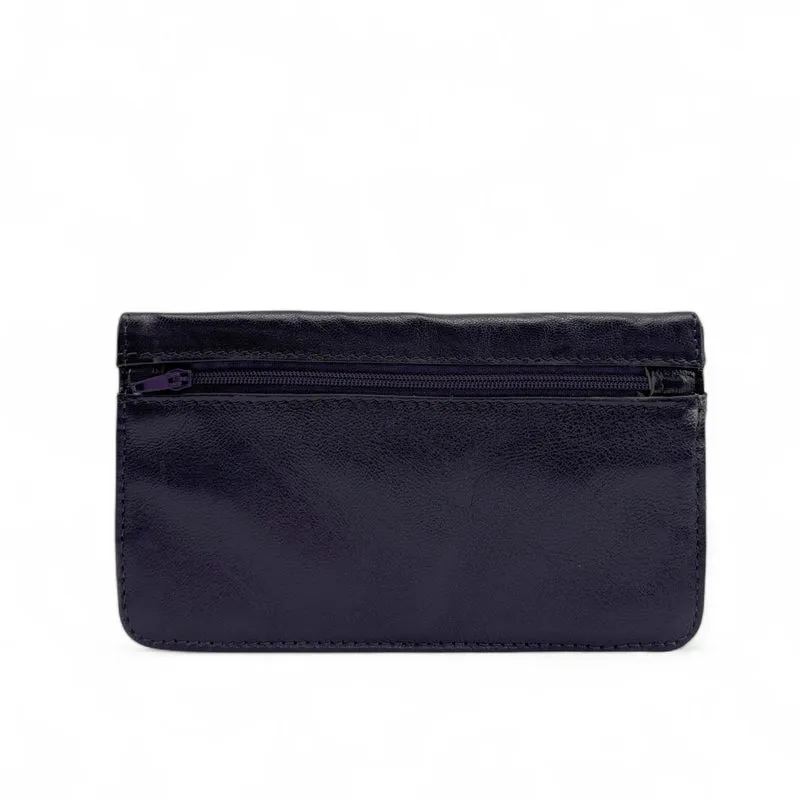 Pochette porte-monnaie en cuir lisse IMPRO Violet aubergine