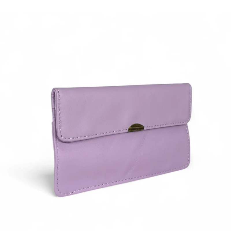 Pochette porte-monnaie en cuir lisse IMPRO Rose lilas
