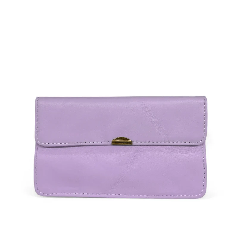 Pochette porte-monnaie en cuir lisse IMPRO Rose lilas