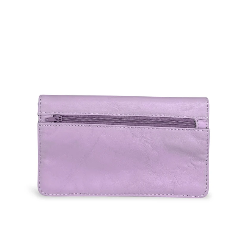 Pochette porte-monnaie en cuir lisse IMPRO Rose lilas