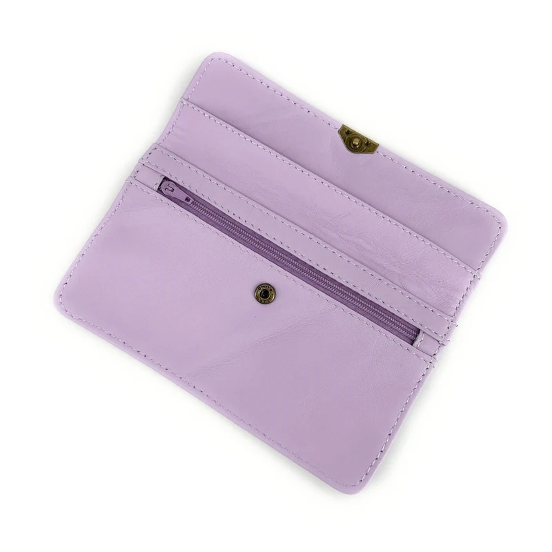 Pochette porte-monnaie en cuir lisse IMPRO Rose lilas