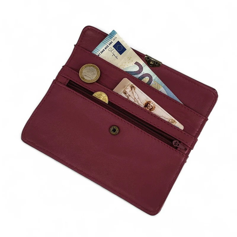Pochette porte-monnaie en cuir lisse IMPRO Bordeaux