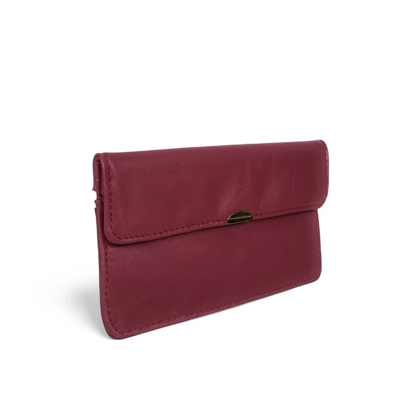 Pochette porte-monnaie en cuir lisse IMPRO Bordeaux