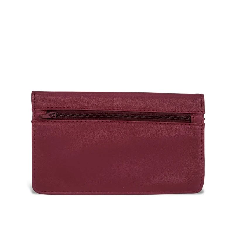 Pochette porte-monnaie en cuir lisse IMPRO Bordeaux