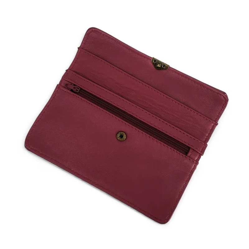 Pochette porte-monnaie en cuir lisse IMPRO Bordeaux