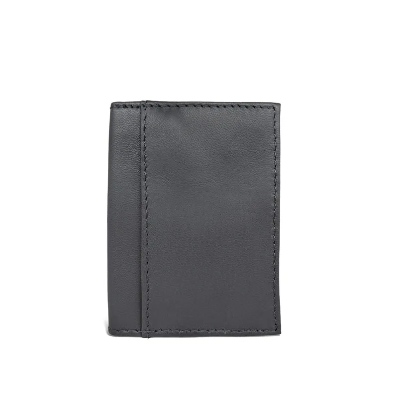Porte-cartes en cuir lisse IMPRESSION Gris ardoise