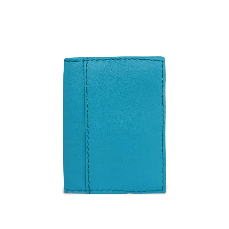 Porte-cartes en cuir lisse IMPRESSION Bleu turquoise
