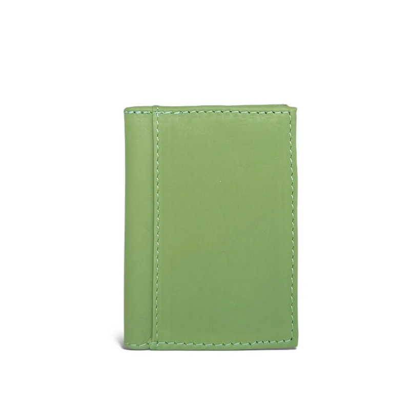 Porte-cartes en cuir lisse IMPRESSION Vert matcha latte