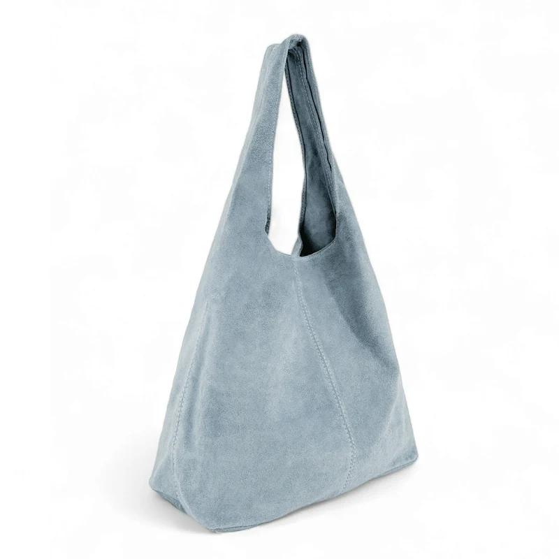 Sac à main de forme HOBO en daim EVA Bleu pastel