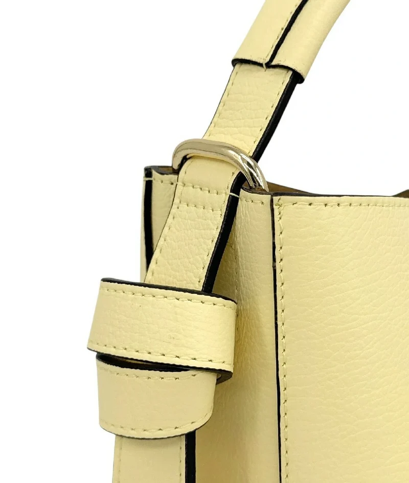 Sac seau et pochette en cuir grainé BIRDIE Soft jaune
