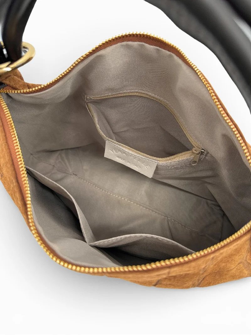 Sac pochette en daim embossé crocodile MAXINE Marron camel foncé