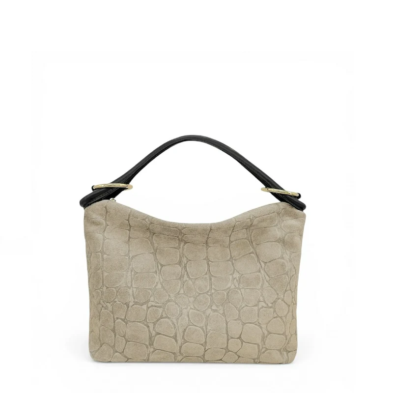 Sac pochette en daim embossé crocodile MAXINE Beige crème