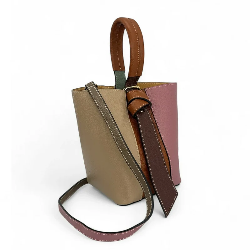 Sac seau et pochette en cuir grainé ONLY BIRDIE Multicolore 6