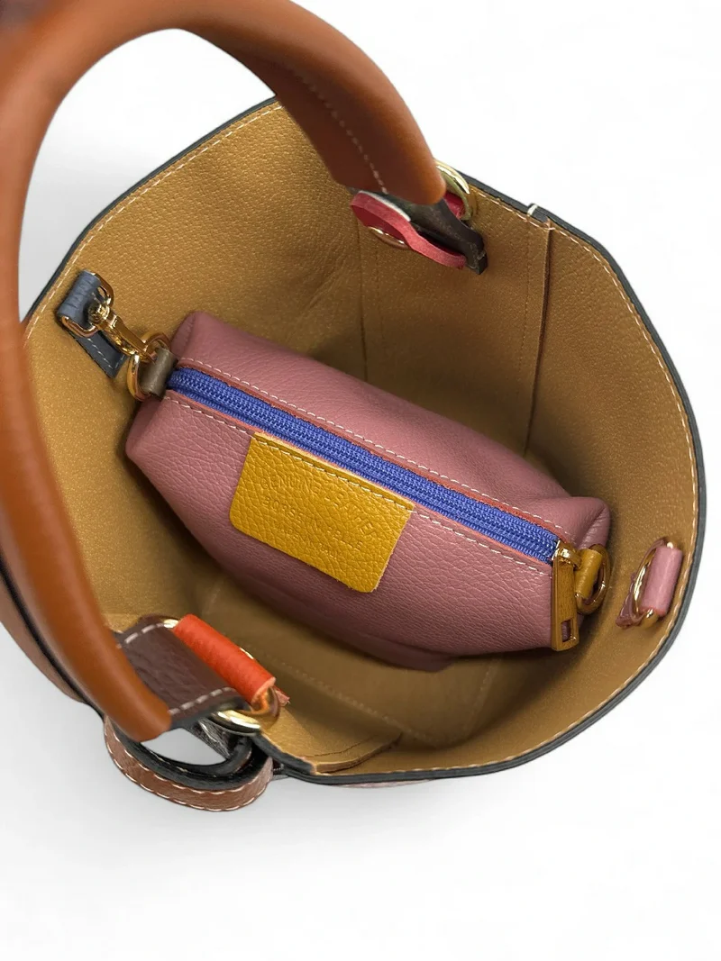 Sac seau et pochette en cuir grainé ONLY BIRDIE Multicolore 6