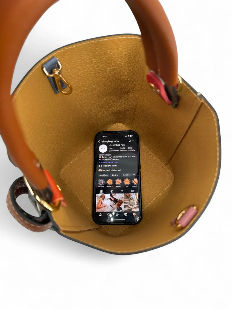 Sac seau et pochette en cuir grainé ONLY BIRDIE Multicolore 6