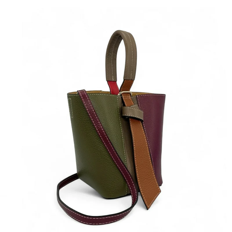 Sac seau et pochette en cuir grainé ONLY BIRDIE Multicolore 5