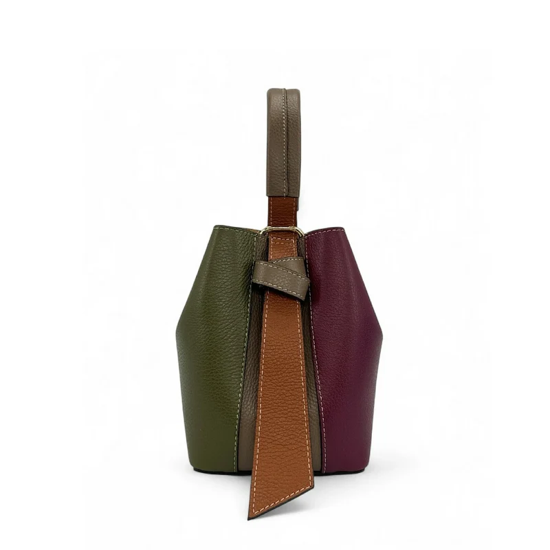 Sac seau et pochette en cuir grainé ONLY BIRDIE Multicolore 5