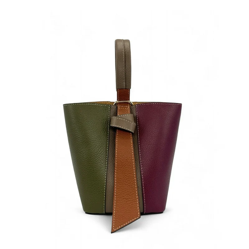 Sac seau et pochette en cuir grainé ONLY BIRDIE Multicolore 5