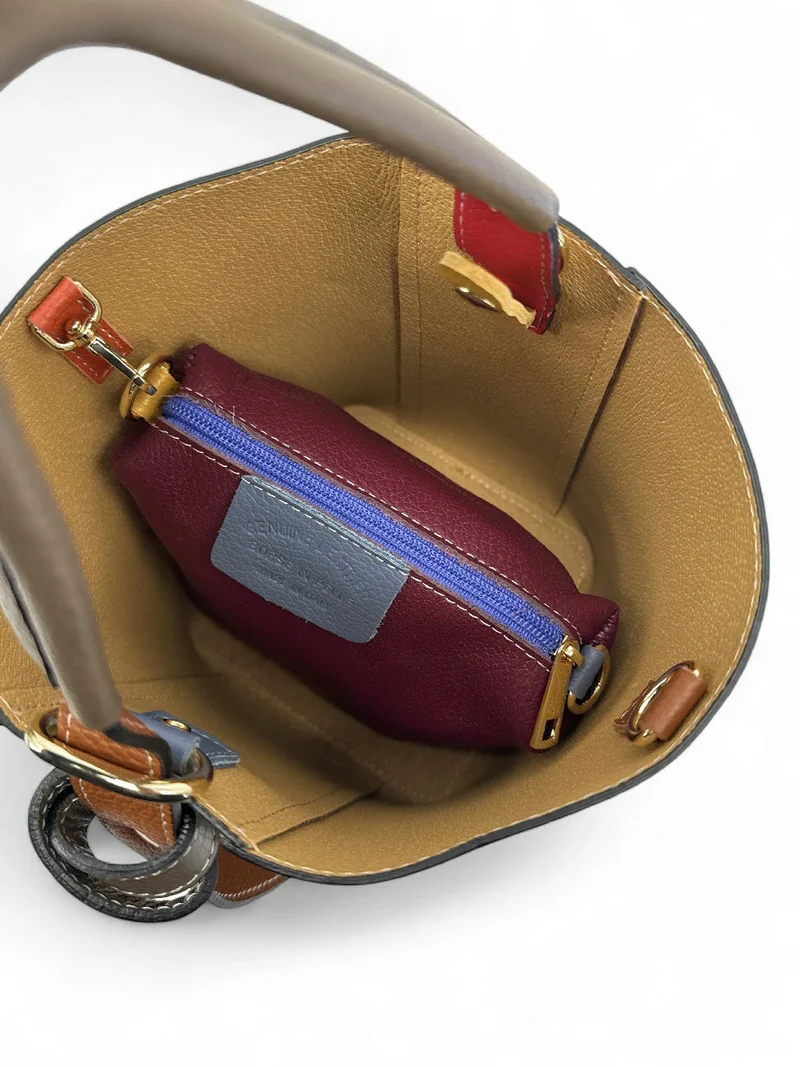 Sac seau et pochette en cuir grainé ONLY BIRDIE Multicolore 5