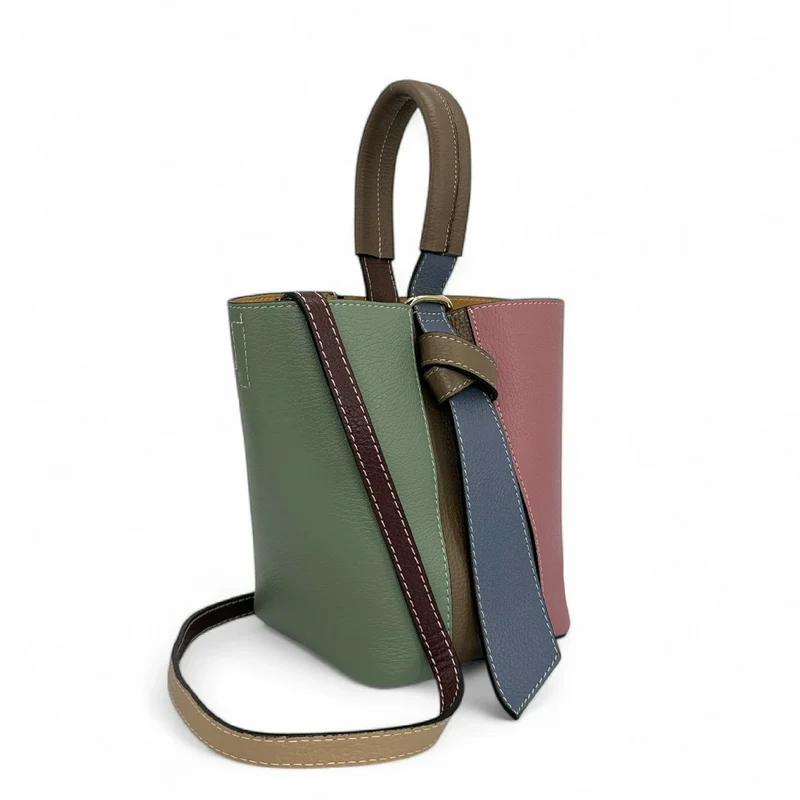 Sac seau et pochette en cuir grainé ONLY BIRDIE Multicolore 4