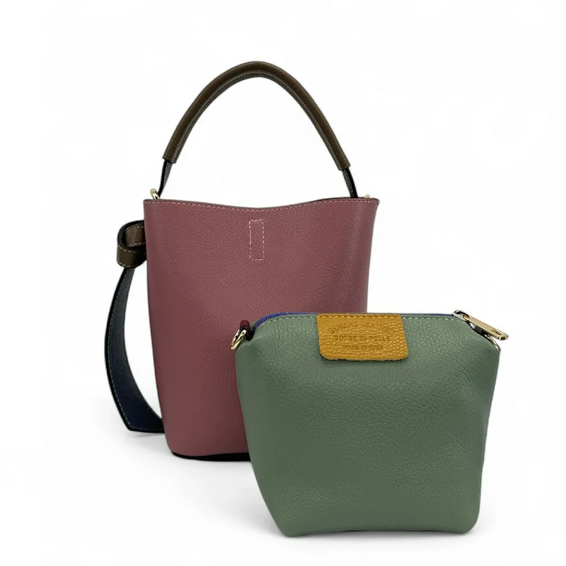 Sac seau et pochette en cuir grainé ONLY BIRDIE Multicolore 4