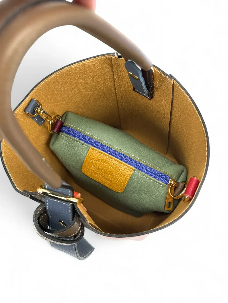 Sac seau et pochette en cuir grainé ONLY BIRDIE Multicolore 4