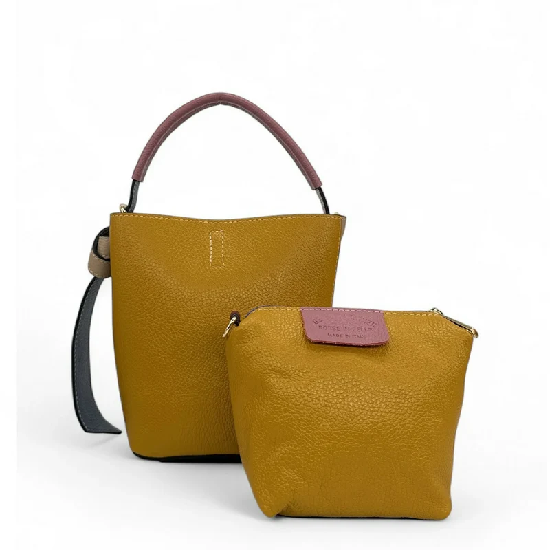 Sac seau et pochette en cuir grainé ONLY BIRDIE Multicolore 1