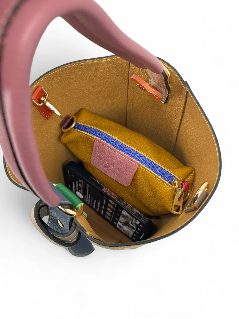 Sac seau et pochette en cuir grainé ONLY BIRDIE Multicolore 1