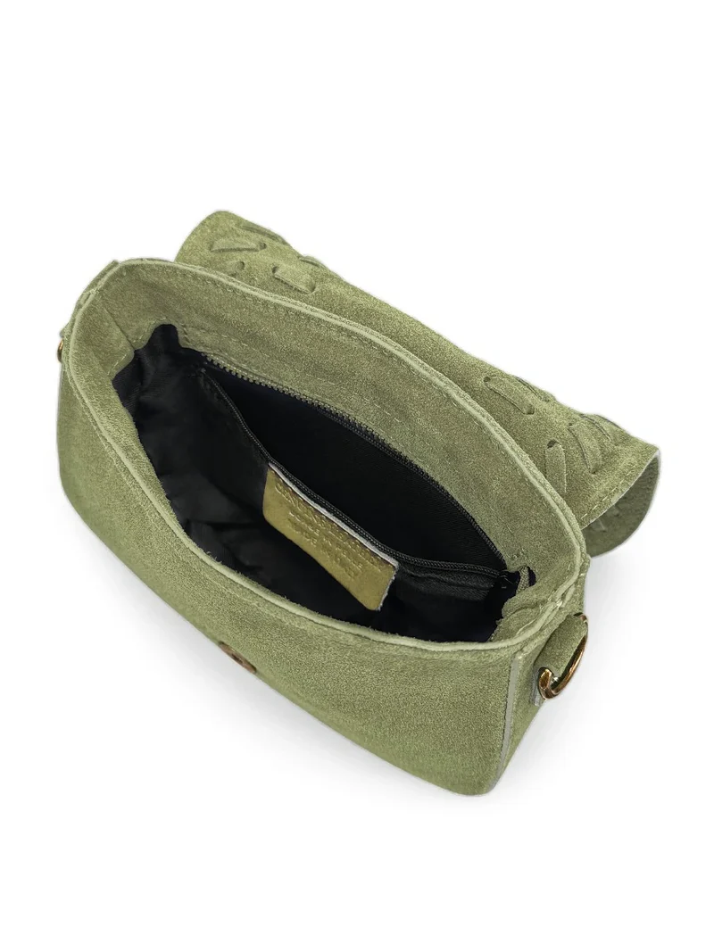 Sac besace en cuir daim SEDONA Vert matcha latte