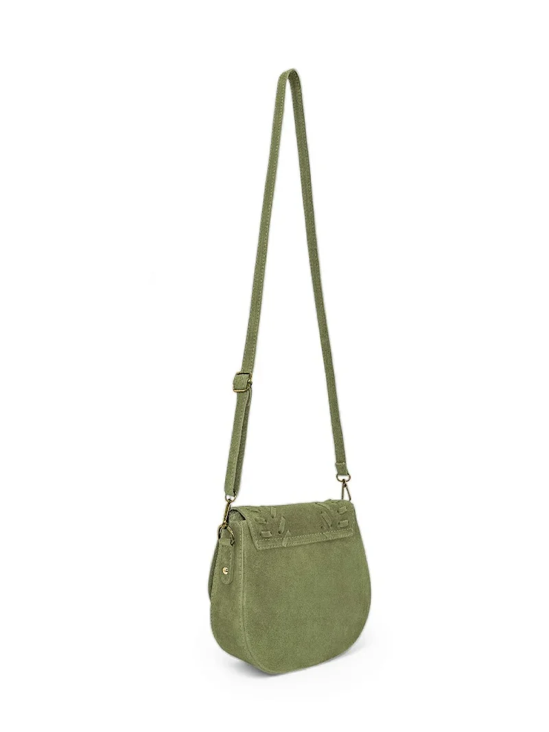 Sac besace en cuir daim SEDONA Vert matcha latte