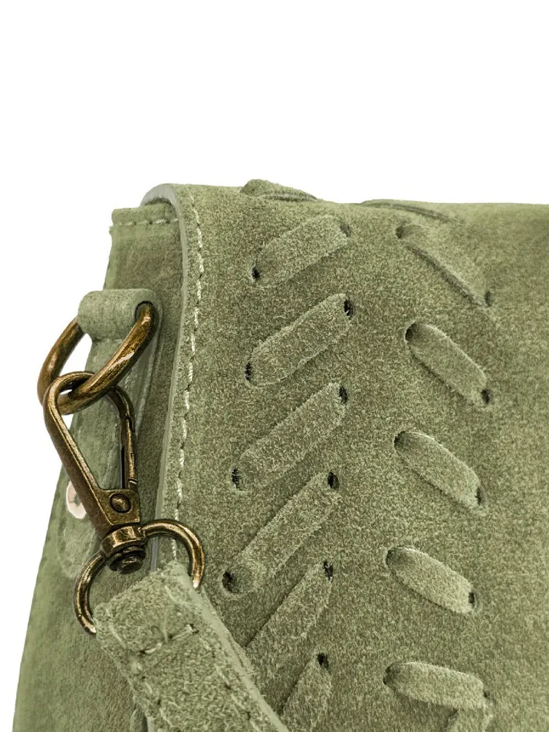 Sac besace en cuir daim SEDONA Vert matcha latte