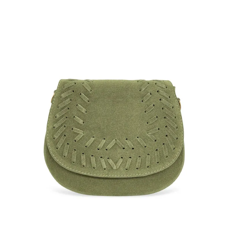 Sac besace en cuir daim SEDONA Vert matcha latte