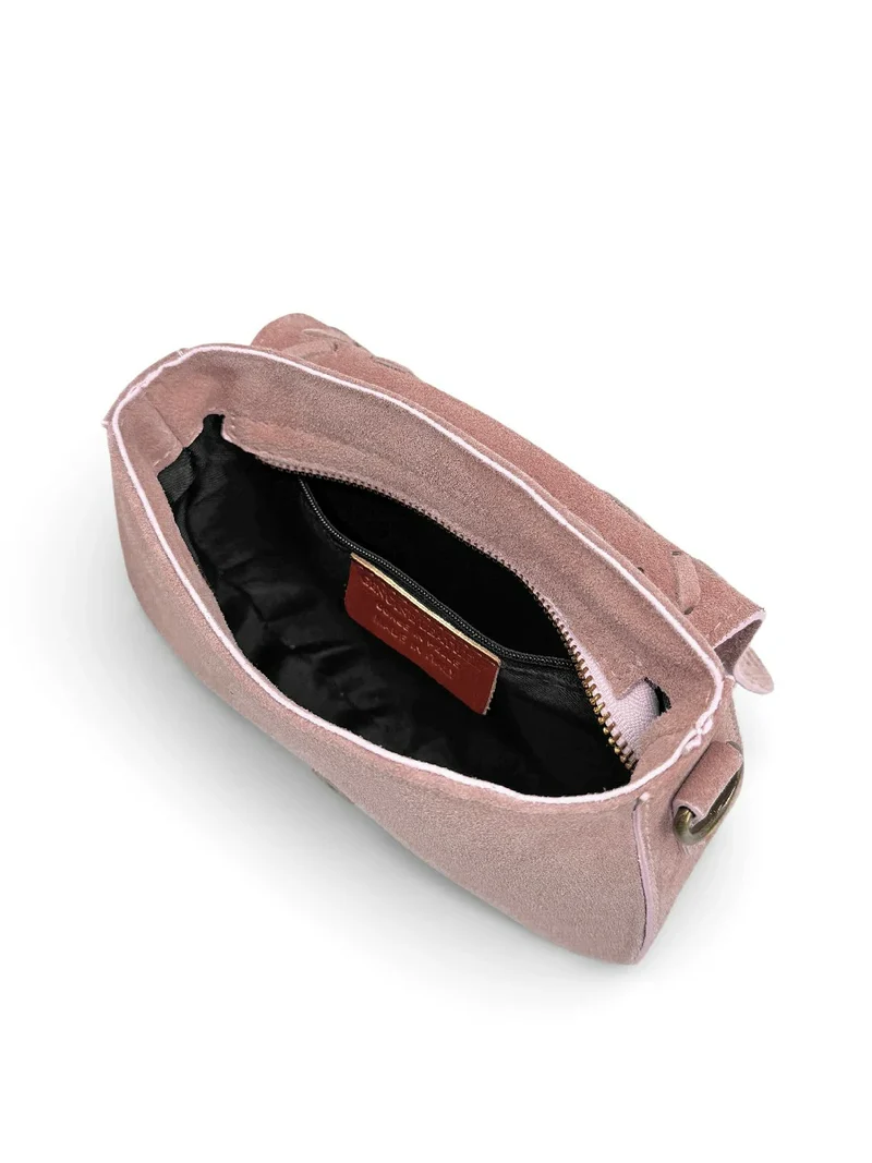Sac besace en cuir daim SEDONA Rose pastel