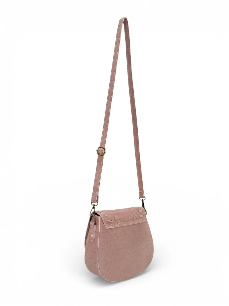 Sac besace en cuir daim SEDONA Rose pastel