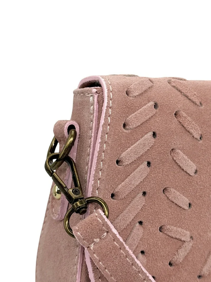Sac besace en cuir daim SEDONA Rose pastel